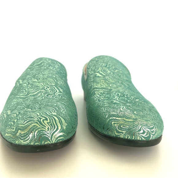 Royal Shoes Mint Green Gold Metallic Smokers Shoe Slipper Slip On Loafer Gaudy - Picture 8 of 14